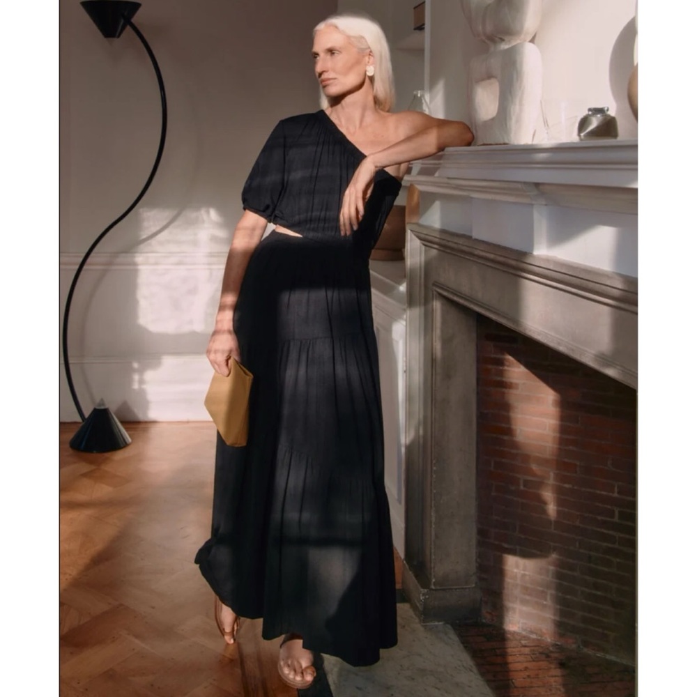 Cuyana Gathered One Shoulder Dress